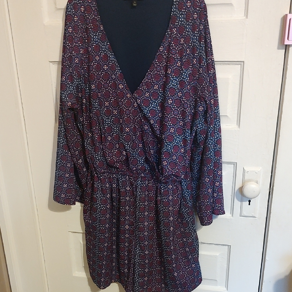 Lane Bryant Purple Red Wrap Jumpsuit with Dolman Sleeves